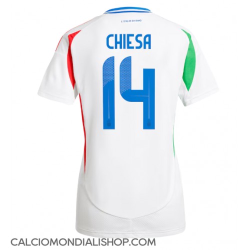 Maglie da calcio Italia Federico Chiesa #14 Seconda Maglia Femminile Europei 2024 Manica Corta